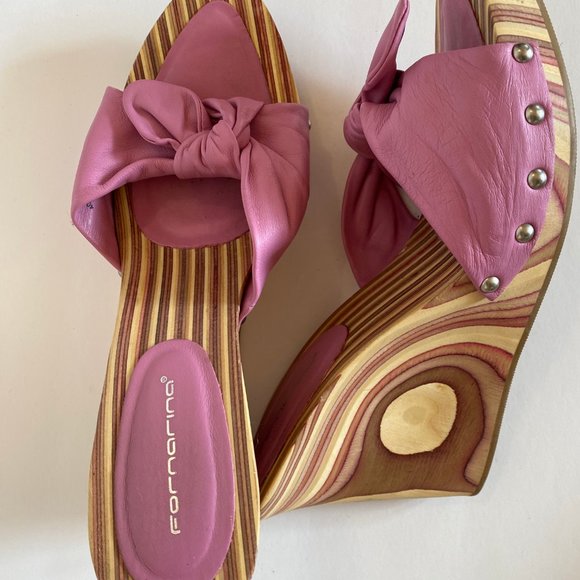 Retro Vintage Fornarina Wooden and leather platforms size 10 - 10.5 (41) - Picture 3 of 3